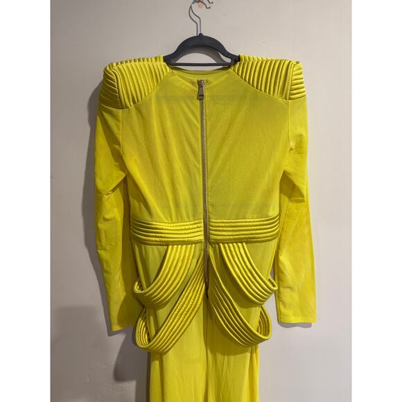 NWT Zhivago Empty Streets Sheer Stretch Mesh Formal Gown Acid Women's Size US 10 - Picture 4 of 8